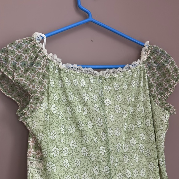 Y2K Baby Doll Feminine Fairycore Lace Trims Mini Dress Lined Tie Front Size L - Picture 5 of 12